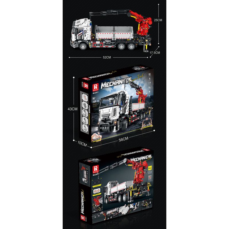 REOBRIX 22011 non  XE NÂNG bộ đồ chơi xếp lắp ráp ghép mô hình  MECHANICAL CRANE TRUCK Kỹ Thuật Công Nghệ Cao Mô Hình Phương Tiện 2328 khối