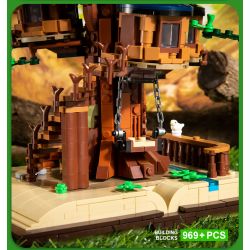 BEAUTY AND 13013 non  CUỐN SÁCH NGÔI NHÀ TRÊN CÂY TRONG RỪNG bộ đồ chơi xếp lắp ráp ghép mô hình MAGIC BOOK 969 khối