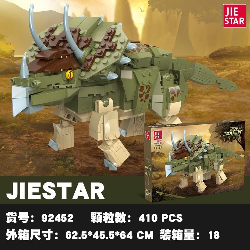 JIESTAR 92452 non  THẾ GIỚI KHỦNG LONG TRICERATOPS bộ đồ chơi xếp lắp ráp ghép mô hình 410 khối