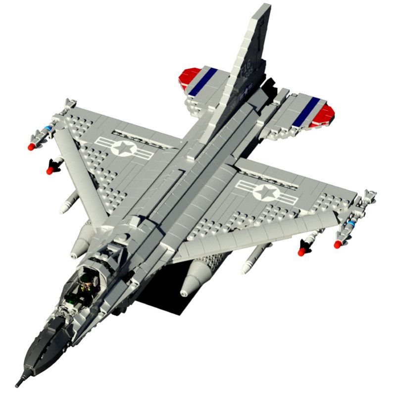 JUHANG TECHNOLOGY 88013 REOBRIX 33027 non Lego MÁY BAY CHIẾN ĐẤU F16 FALCON bộ đồ chơi xếp lắp ráp ghép mô hình Military Army F-16 FIGHTING FALCON Quân Sự Bộ Đội 1427 khối