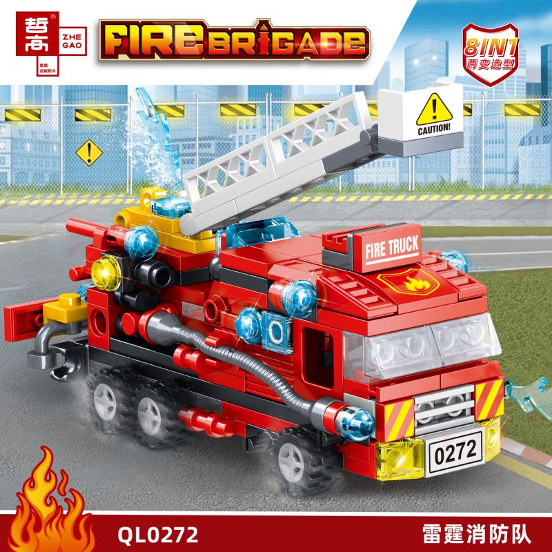 ZHEGAO QL0272 0272 non Lego ĐỘI CỨU HỎA SẤM SÉT 8 TỔ HỢP bộ đồ chơi xếp lắp ráp ghép mô hình Creator FIRE BRIGADE Sáng Tạo