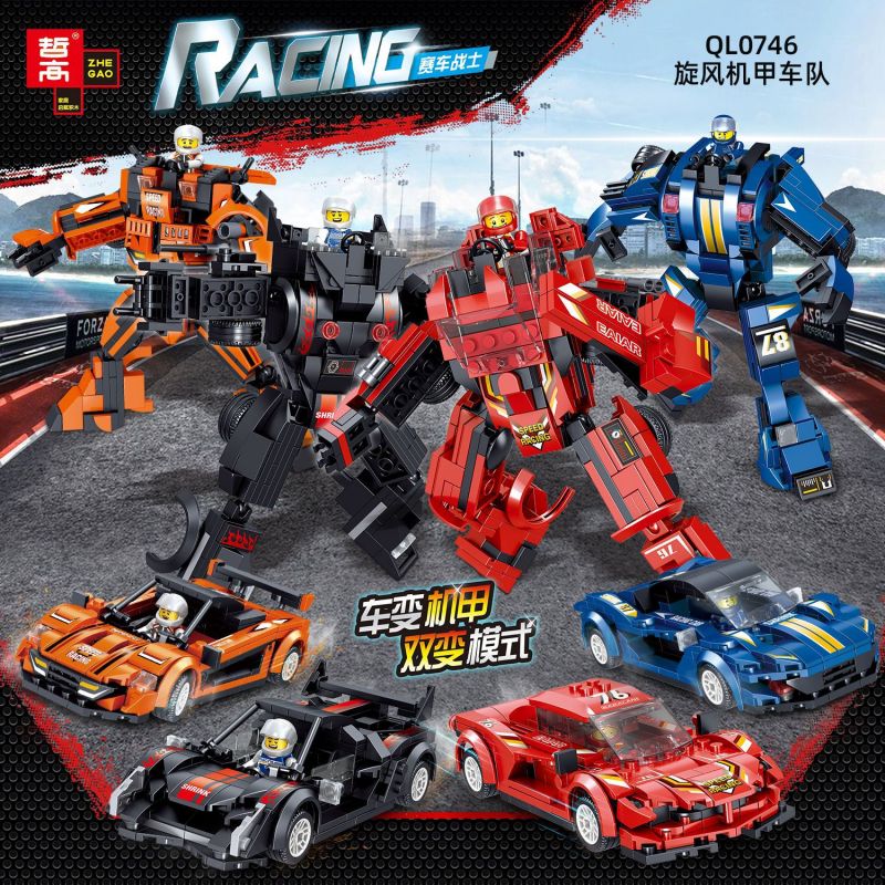 ZHEGAO QL0746 0746 non Lego ĐỘI GIÁP LỐC XOÁY 4 KIỂU bộ đồ chơi xếp lắp ráp ghép mô hình Racers RACING Đua Tốc Độ