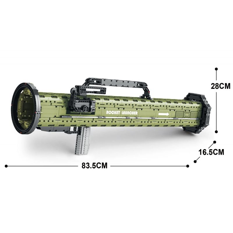 REOBRIX 77027 non  SÚNG PHÓNG TÊN LỬA CHỐNG TĂNG AT-4 bộ đồ chơi xếp lắp ráp ghép mô hình Military Army M136 ANTITANK GRENADE LAUNCHER Quân Sự Bộ Đội 1748 khối