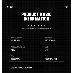 REOBRIX 77027 non  SÚNG PHÓNG TÊN LỬA CHỐNG TĂNG AT-4 bộ đồ chơi xếp lắp ráp ghép mô hình Military Army M136 ANTITANK GRENADE LAUNCHER Quân Sự Bộ Đội 1748 khối