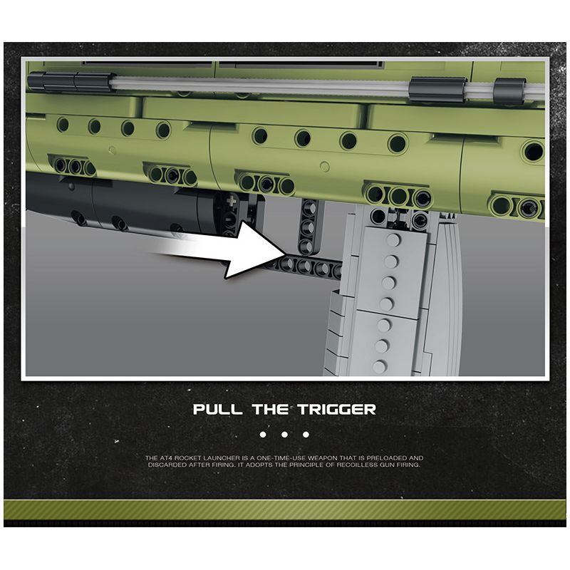 REOBRIX 77027 non  SÚNG PHÓNG TÊN LỬA CHỐNG TĂNG AT-4 bộ đồ chơi xếp lắp ráp ghép mô hình Military Army M136 ANTITANK GRENADE LAUNCHER Quân Sự Bộ Đội 1748 khối