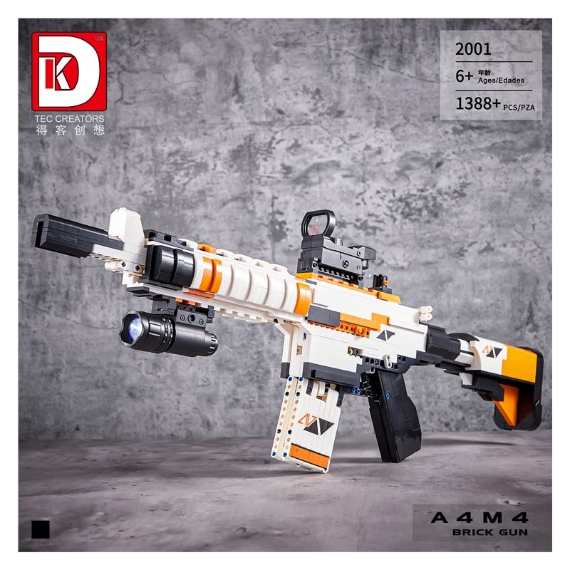DK 2001 non  SÚNG TRƯỜNG M4A4 bộ đồ chơi xếp lắp ráp ghép mô hình Military Army Quân Sự Bộ Đội 1388 khối