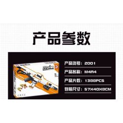 DK 2001 non  SÚNG TRƯỜNG M4A4 bộ đồ chơi xếp lắp ráp ghép mô hình Military Army Quân Sự Bộ Đội 1388 khối
