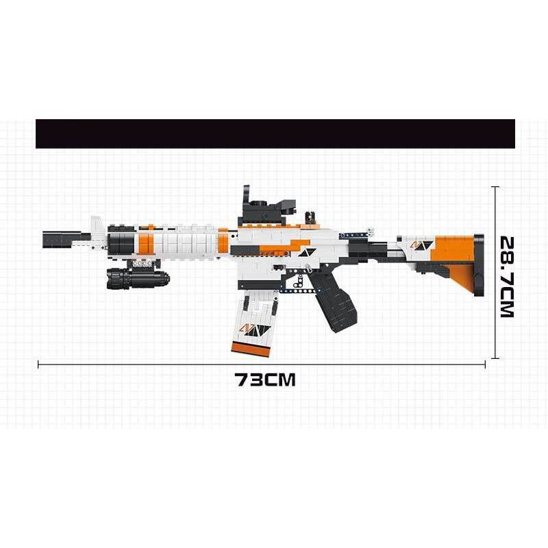 DK 2001 non  SÚNG TRƯỜNG M4A4 bộ đồ chơi xếp lắp ráp ghép mô hình Military Army Quân Sự Bộ Đội 1388 khối