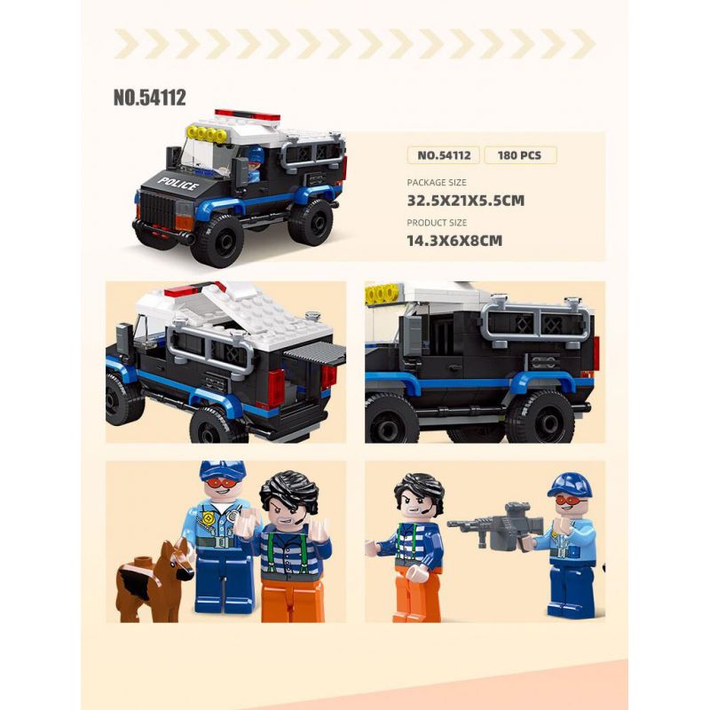 JIESTAR 54112 non  UNIVERSAL CITY XE TẤN CÔNG CỦA CẢNH SÁT bộ đồ chơi xếp lắp ráp ghép mô hình POLICE ASSAULT VEHICLE Thành Phố 180 khối