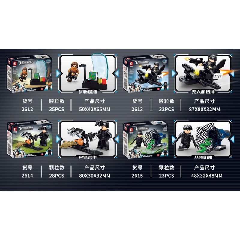 SEMBO 2611 2612 2613 2614 2615 2608 2609 2610 non  SHADOW COMMANDO 8 TỔ HỢP TRỰC THĂNG CẢNH SÁT bộ đồ chơi xếp lắp ráp ghép mô hình City Thành Phố 241 khối