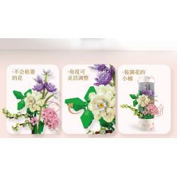 SEMBO 611052 non  CỬA HÀNG HOA CÁT HỒNG VÀ NẮNG ẤM bộ đồ chơi xếp lắp ráp ghép mô hình Flowers 565 khối