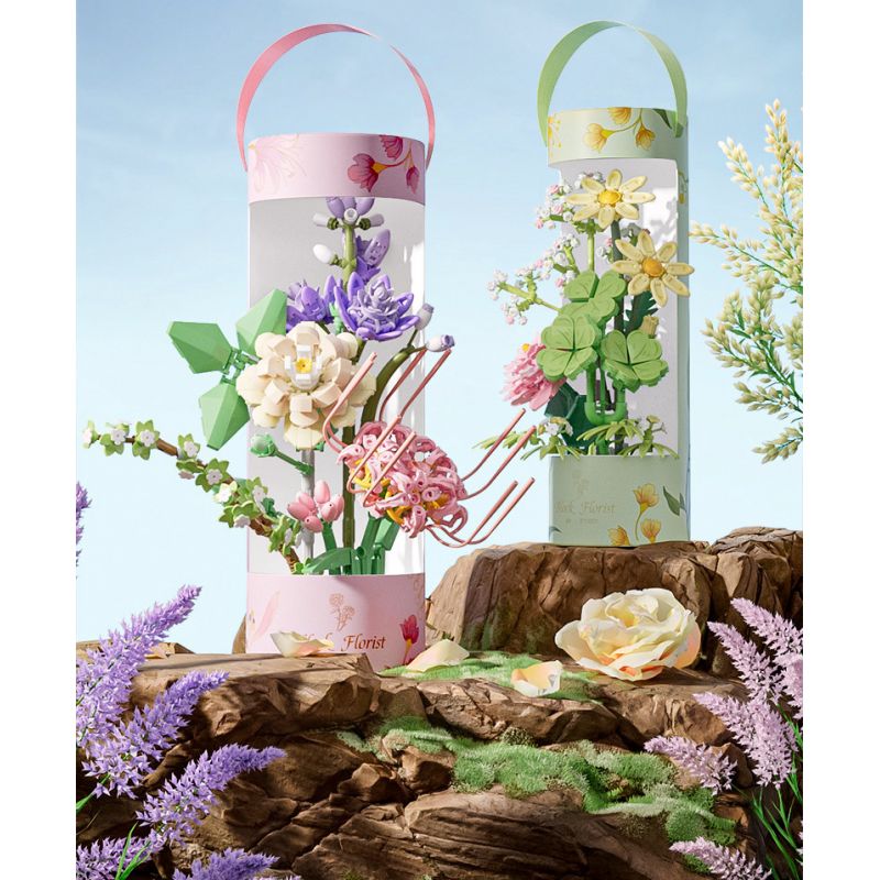 SEMBO 611052 non  CỬA HÀNG HOA CÁT HỒNG VÀ NẮNG ẤM bộ đồ chơi xếp lắp ráp ghép mô hình Flowers 565 khối