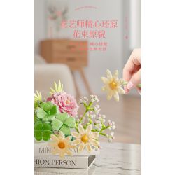 SEMBO 611052 non  CỬA HÀNG HOA CÁT HỒNG VÀ NẮNG ẤM bộ đồ chơi xếp lắp ráp ghép mô hình Flowers 565 khối