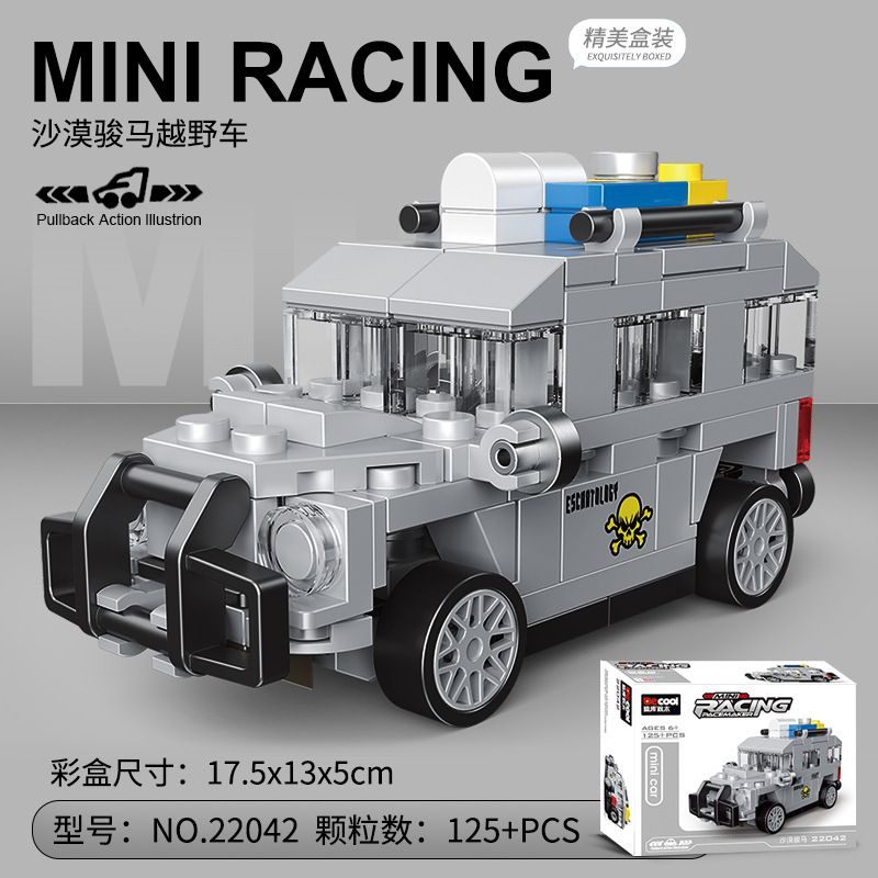 DECOOL 22042 non  XE KÉO MINI ĐỊA HÌNH NGỰA SA MẠC bộ đồ chơi xếp lắp ráp ghép mô hình Racers MINI RACING PACEMAKER Đua Tốc Độ 125 khối