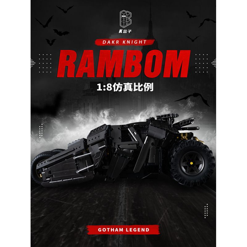 K BOX SHARP MODEL JIMU LIANGPIN 10517 non  CỖ XE NGƯỜI DƠI tỷ lệ 1:8 bộ đồ chơi xếp lắp ráp ghép mô hình The  Batman Movie RAMBOM Người Dơi Bảo Vệ Gotham 2830 khối