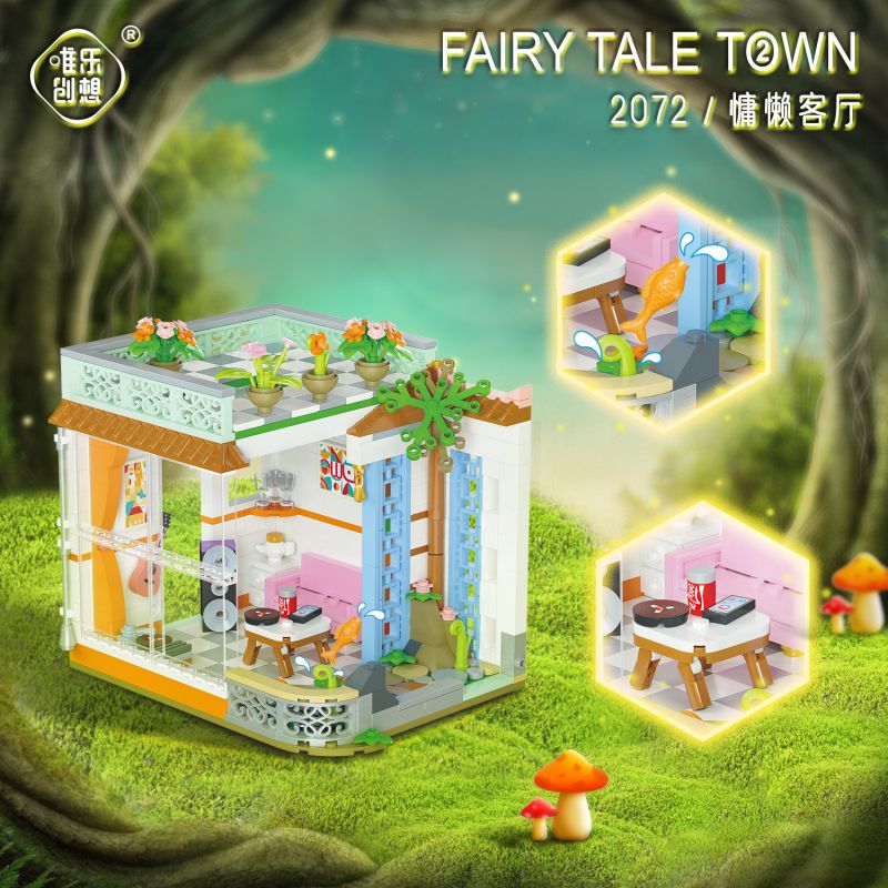 WEIGHT 2072 non  PHÒNG KHÁCH LƯỜI BIẾNG bộ đồ chơi xếp lắp ráp ghép mô hình Creator FAIRY TALE TOWN Sáng Tạo