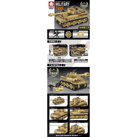 LEYI 66006 non  TIGER TANK. bộ đồ chơi xếp lắp ráp ghép mô hình Military Army MILITARY TANK TIGER MAIN BATTLE Quân Sự Bộ Đội 528 khối