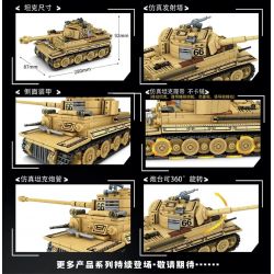 LEYI 66006 non  TIGER TANK. bộ đồ chơi xếp lắp ráp ghép mô hình Military Army MILITARY TANK TIGER MAIN BATTLE Quân Sự Bộ Đội 528 khối