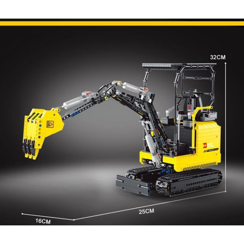 HAPPY BUILD SHINEYU XINYU YC-22006 22006 YC22006 non  MÁY XÚC 1:10. tỷ lệ 1:10 bộ đồ chơi xếp lắp ráp ghép mô hình Build Team SHINE YU MINI EXCAVATOR Đội Xây Dựng 1718 khối
