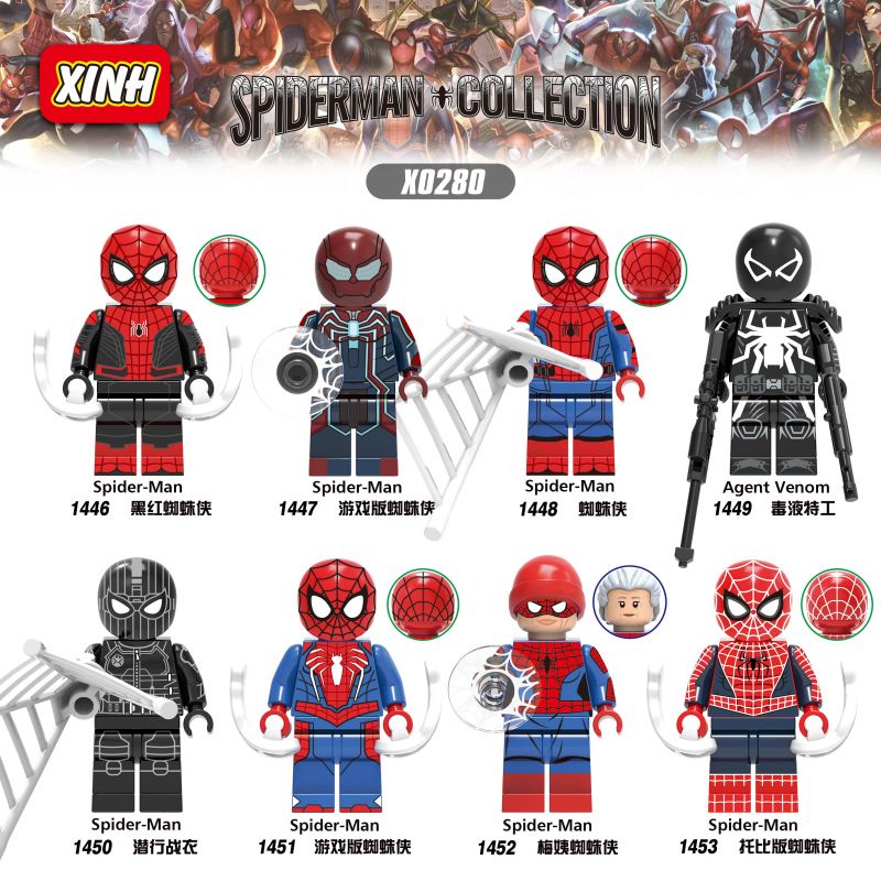 XINH X0280 0280 1446 1447 1448 1449 1450 1451 1452 1453 non Lego 8 NHÂN VẬT NHỎ NGƯỜI NHỆN bộ đồ chơi xếp lắp ráp ghép mô hình Spider-Man STORM HEROES