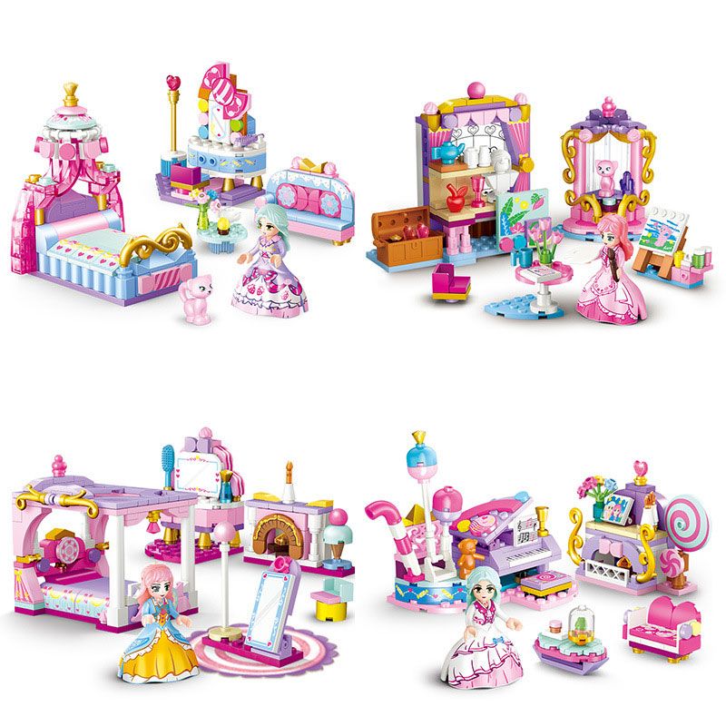 GUDI 30005 non Lego CÔNG CHÚA TÌNH YÊU 4 LOẠI PHÒNG NGỦ CỦA NGƯỜI ANNIE PIANO XƯỞNG VẼ KẸO bộ đồ chơi xếp lắp ráp ghép mô hình Girl PRINCESS CANDY Con Gái 794 khối