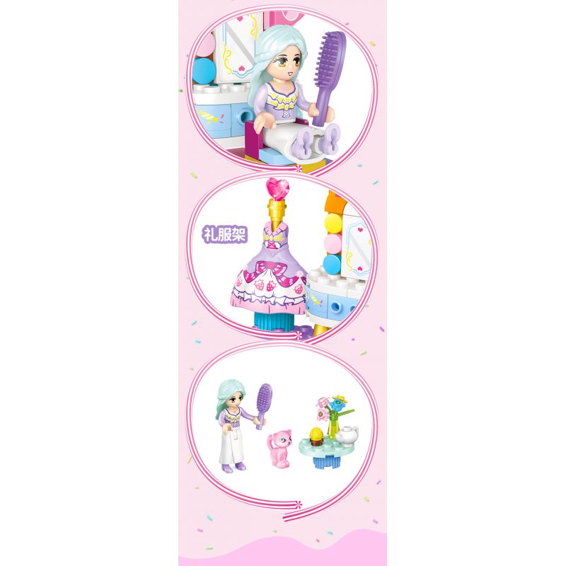 GUDI 30005 non  CÔNG CHÚA TÌNH YÊU 4 LOẠI PHÒNG NGỦ CỦA NGƯỜI ANNIE PIANO XƯỞNG VẼ KẸO bộ đồ chơi xếp lắp ráp ghép mô hình Girl PRINCESS CANDY Con Gái 794 khối