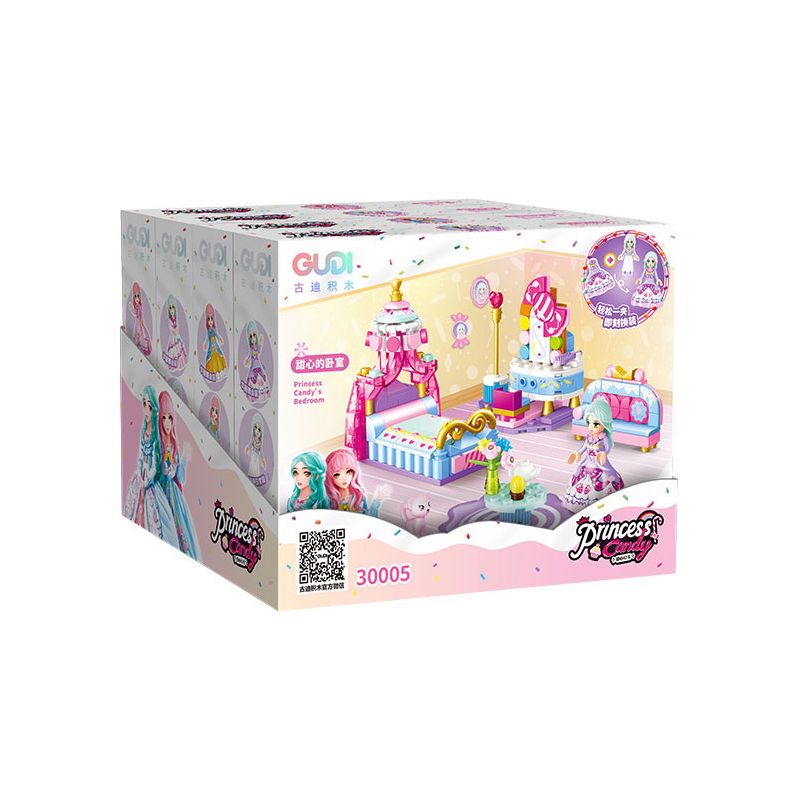 GUDI 30005 non  CÔNG CHÚA TÌNH YÊU 4 LOẠI PHÒNG NGỦ CỦA NGƯỜI ANNIE PIANO XƯỞNG VẼ KẸO bộ đồ chơi xếp lắp ráp ghép mô hình Girl PRINCESS CANDY Con Gái 794 khối