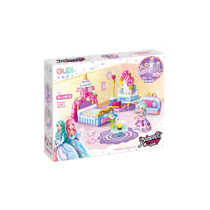 GUDI 30005 non  CÔNG CHÚA TÌNH YÊU 4 LOẠI PHÒNG NGỦ CỦA NGƯỜI ANNIE PIANO XƯỞNG VẼ KẸO bộ đồ chơi xếp lắp ráp ghép mô hình Girl PRINCESS CANDY Con Gái 794 khối