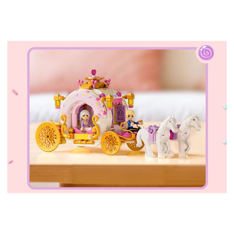 GUDI 30008 non  CÔNG CHÚA NGỌT NGÀO CHUYẾN XE NGỰA TRONG MƠ bộ đồ chơi xếp lắp ráp ghép mô hình Girl Con Gái 498 khối