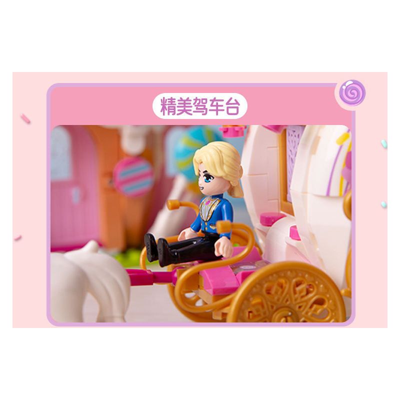 GUDI 30008 non  CÔNG CHÚA NGỌT NGÀO CHUYẾN XE NGỰA TRONG MƠ bộ đồ chơi xếp lắp ráp ghép mô hình Girl Con Gái 498 khối