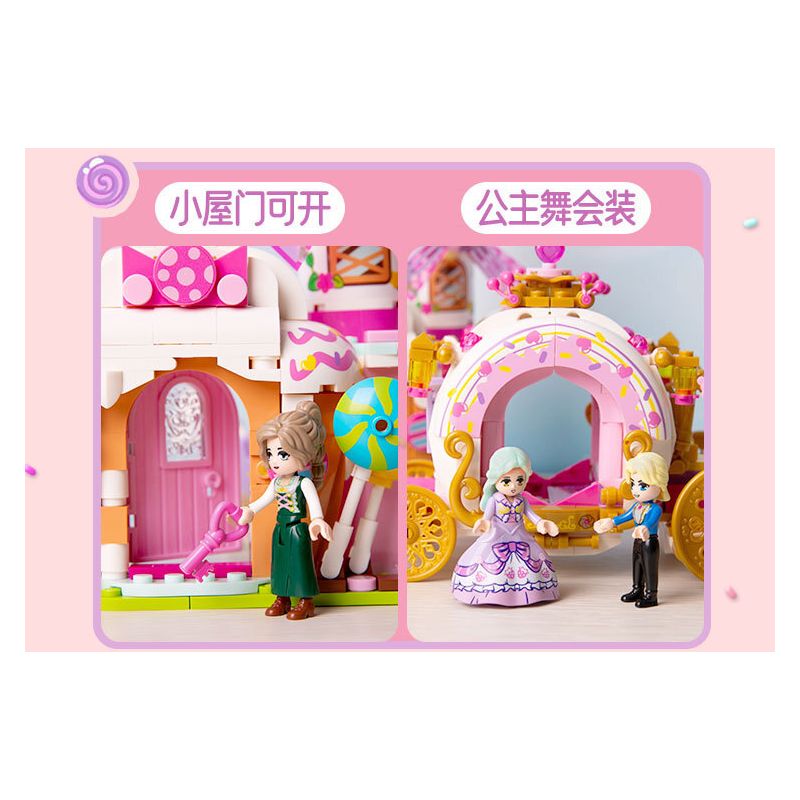 GUDI 30008 non  CÔNG CHÚA NGỌT NGÀO CHUYẾN XE NGỰA TRONG MƠ bộ đồ chơi xếp lắp ráp ghép mô hình Girl Con Gái 498 khối