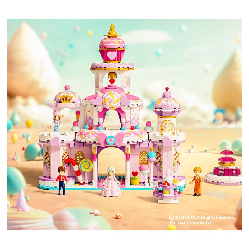 GUDI 30009 non  CÔNG CHÚA TÌNH YÊU LÂU ĐÀI ĐẦY MÀU SẮC NGƯỜI bộ đồ chơi xếp lắp ráp ghép mô hình Girl Con Gái 567 khối