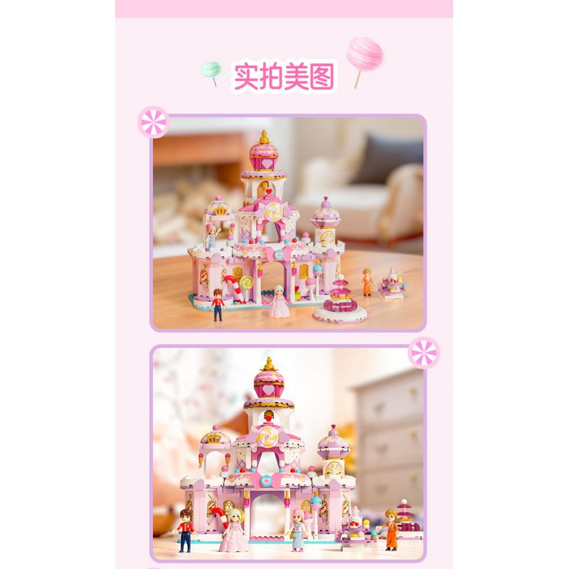 GUDI 30009 non  CÔNG CHÚA TÌNH YÊU LÂU ĐÀI ĐẦY MÀU SẮC NGƯỜI bộ đồ chơi xếp lắp ráp ghép mô hình Girl Con Gái 567 khối