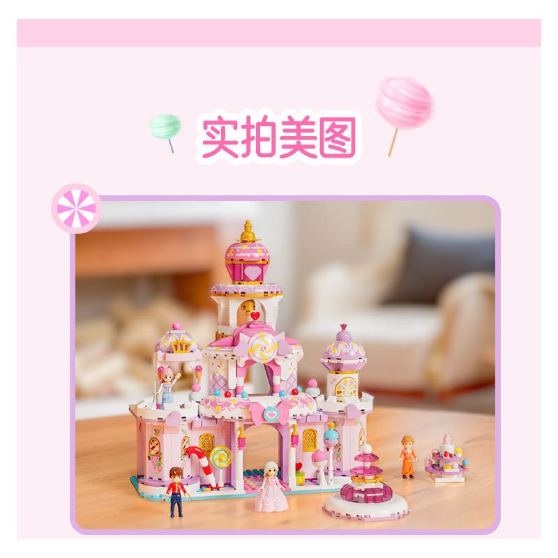 GUDI 30009 non  CÔNG CHÚA TÌNH YÊU LÂU ĐÀI ĐẦY MÀU SẮC NGƯỜI bộ đồ chơi xếp lắp ráp ghép mô hình Girl Con Gái 567 khối