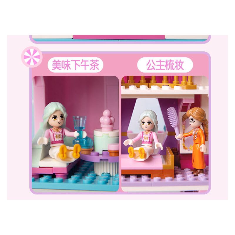 GUDI 30009 non  CÔNG CHÚA TÌNH YÊU LÂU ĐÀI ĐẦY MÀU SẮC NGƯỜI bộ đồ chơi xếp lắp ráp ghép mô hình Girl Con Gái 567 khối