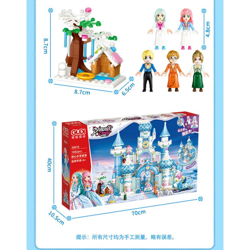 GUDI 30010 non  CÔNG CHÚA TÌNH YÊU LÂU ĐÀI BĂNG GIÁ bộ đồ chơi xếp lắp ráp ghép mô hình Girl Con Gái 1082 khối