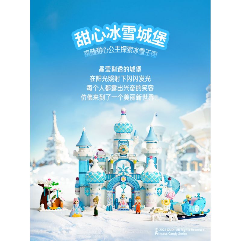 GUDI 30010 non  CÔNG CHÚA TÌNH YÊU LÂU ĐÀI BĂNG GIÁ bộ đồ chơi xếp lắp ráp ghép mô hình Girl Con Gái 1082 khối