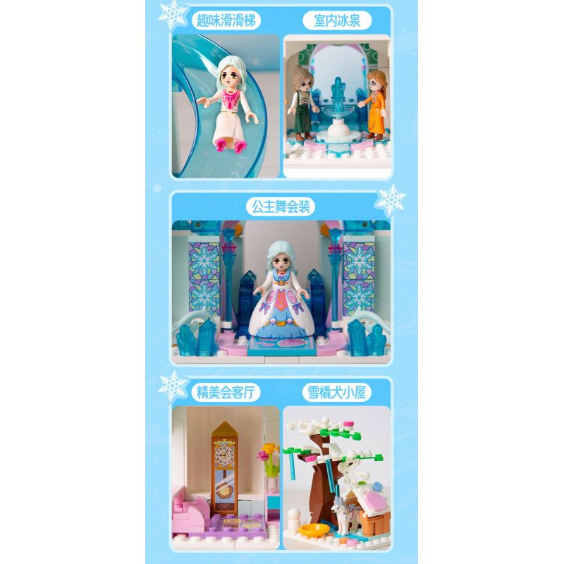 GUDI 30010 non  CÔNG CHÚA TÌNH YÊU LÂU ĐÀI BĂNG GIÁ bộ đồ chơi xếp lắp ráp ghép mô hình Girl Con Gái 1082 khối