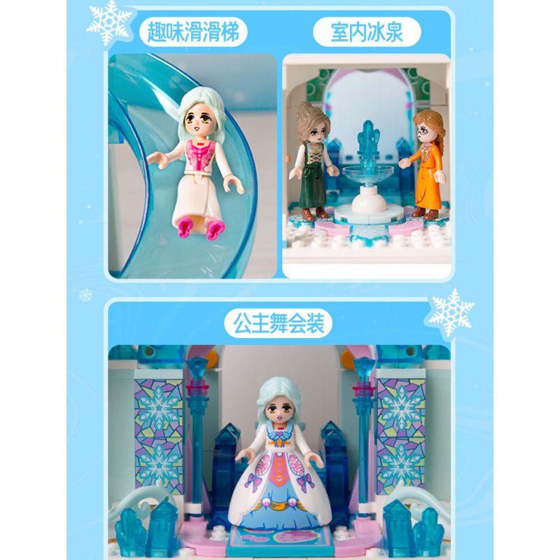 GUDI 30010 non  CÔNG CHÚA TÌNH YÊU LÂU ĐÀI BĂNG GIÁ bộ đồ chơi xếp lắp ráp ghép mô hình Girl Con Gái 1082 khối