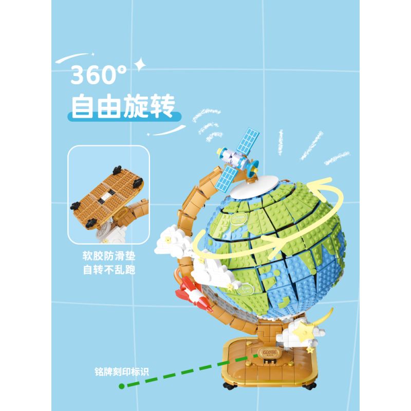 WEKKI 506501 non  KHỐI CẦU bộ đồ chơi xếp lắp ráp ghép mô hình Creator GLOBE Sáng Tạo