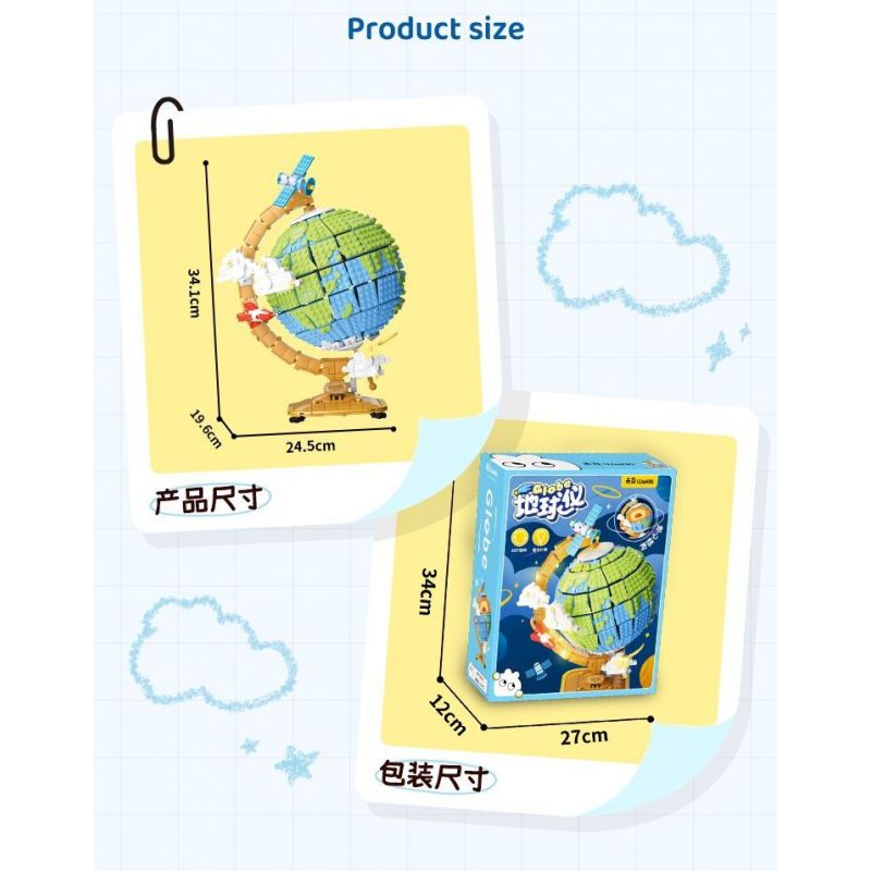 WEKKI 506501 non  KHỐI CẦU bộ đồ chơi xếp lắp ráp ghép mô hình Creator GLOBE Sáng Tạo