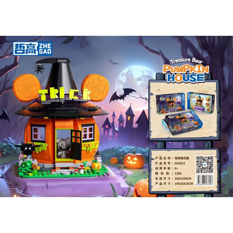 ZHEGAO 663013 non  NHÀ BÍ NGÔ BAO XIONG bộ đồ chơi xếp lắp ráp ghép mô hình Pirates Of The Caribbean TREASURE BEAR PUMPKIN HOUSE Cướp Biển Vùng Caribe 1300 khối