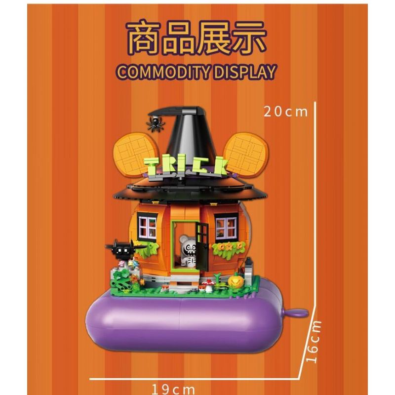 ZHEGAO 663013 non  NHÀ BÍ NGÔ BAO XIONG bộ đồ chơi xếp lắp ráp ghép mô hình Pirates Of The Caribbean TREASURE BEAR PUMPKIN HOUSE Cướp Biển Vùng Caribe 1300 khối