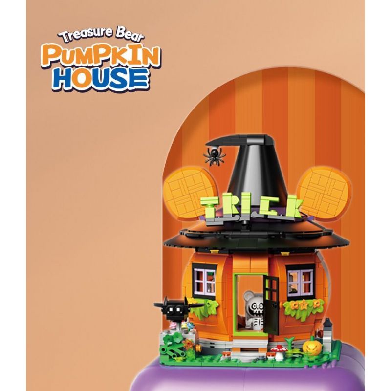 ZHEGAO 663013 non  NHÀ BÍ NGÔ BAO XIONG bộ đồ chơi xếp lắp ráp ghép mô hình Pirates Of The Caribbean TREASURE BEAR PUMPKIN HOUSE Cướp Biển Vùng Caribe 1300 khối