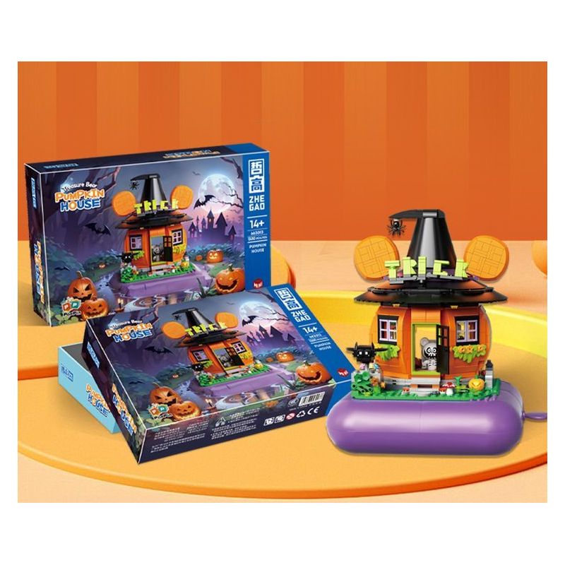 ZHEGAO 663013 non  NHÀ BÍ NGÔ BAO XIONG bộ đồ chơi xếp lắp ráp ghép mô hình Pirates Of The Caribbean TREASURE BEAR PUMPKIN HOUSE Cướp Biển Vùng Caribe 1300 khối