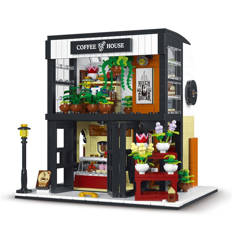 MorkModel 031066 Mork Model 031066 non Lego CAFE NGÔN NGỮ HOA bộ đồ chơi xếp lắp ráp ghép mô hình Creator COFFEE HOUSE Sáng Tạo 1454 khối