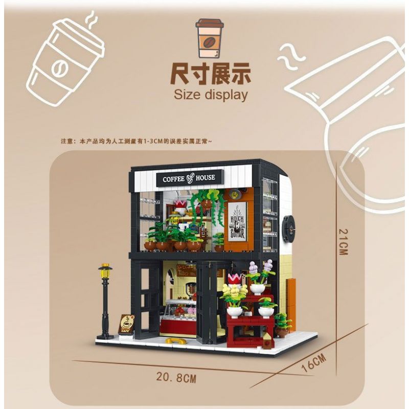 MorkModel 031066 Mork Model 031066 non  CAFE NGÔN NGỮ HOA bộ đồ chơi xếp lắp ráp ghép mô hình Creator COFFEE HOUSE Sáng Tạo 1454 khối