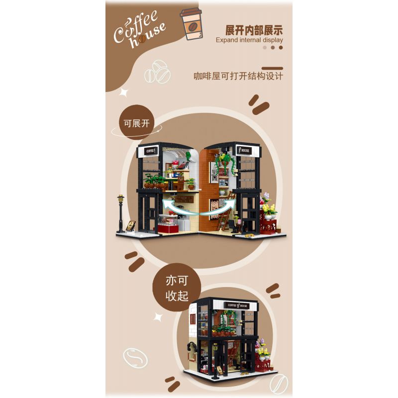 MorkModel 031066 Mork Model 031066 non  CAFE NGÔN NGỮ HOA bộ đồ chơi xếp lắp ráp ghép mô hình Creator COFFEE HOUSE Sáng Tạo 1454 khối