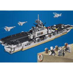 LE YI 81031 non  TÀU SÂN BAY LỚP ESSEX bộ đồ chơi xếp lắp ráp ghép mô hình Military Army AIRCRAFT CARRIER Quân Sự Bộ Đội 816 khối