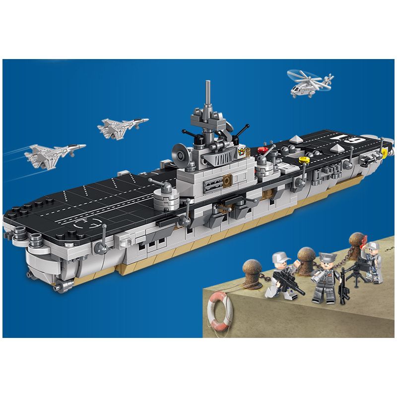 LE YI 81031 non  TÀU SÂN BAY LỚP ESSEX bộ đồ chơi xếp lắp ráp ghép mô hình Military Army AIRCRAFT CARRIER Quân Sự Bộ Đội 816 khối